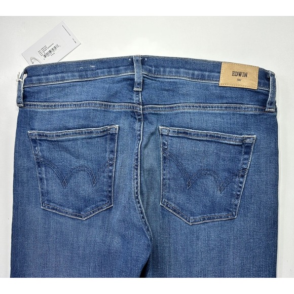 EDWIN‎ Elin Crop Straight Jeans Norway Destructed Womens Size 32 - Picture 3 of 9